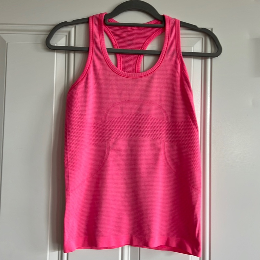 Lululemon heathered flashlight pink swiftly tank sz 6
